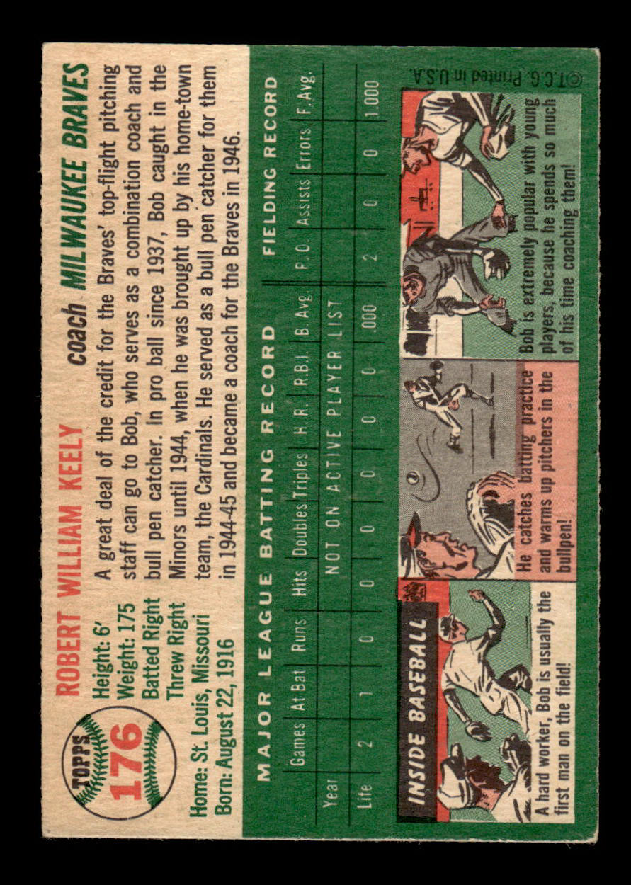 1954 Topps #176 Bob Keely Milwaukee Braves VG 54T10007716