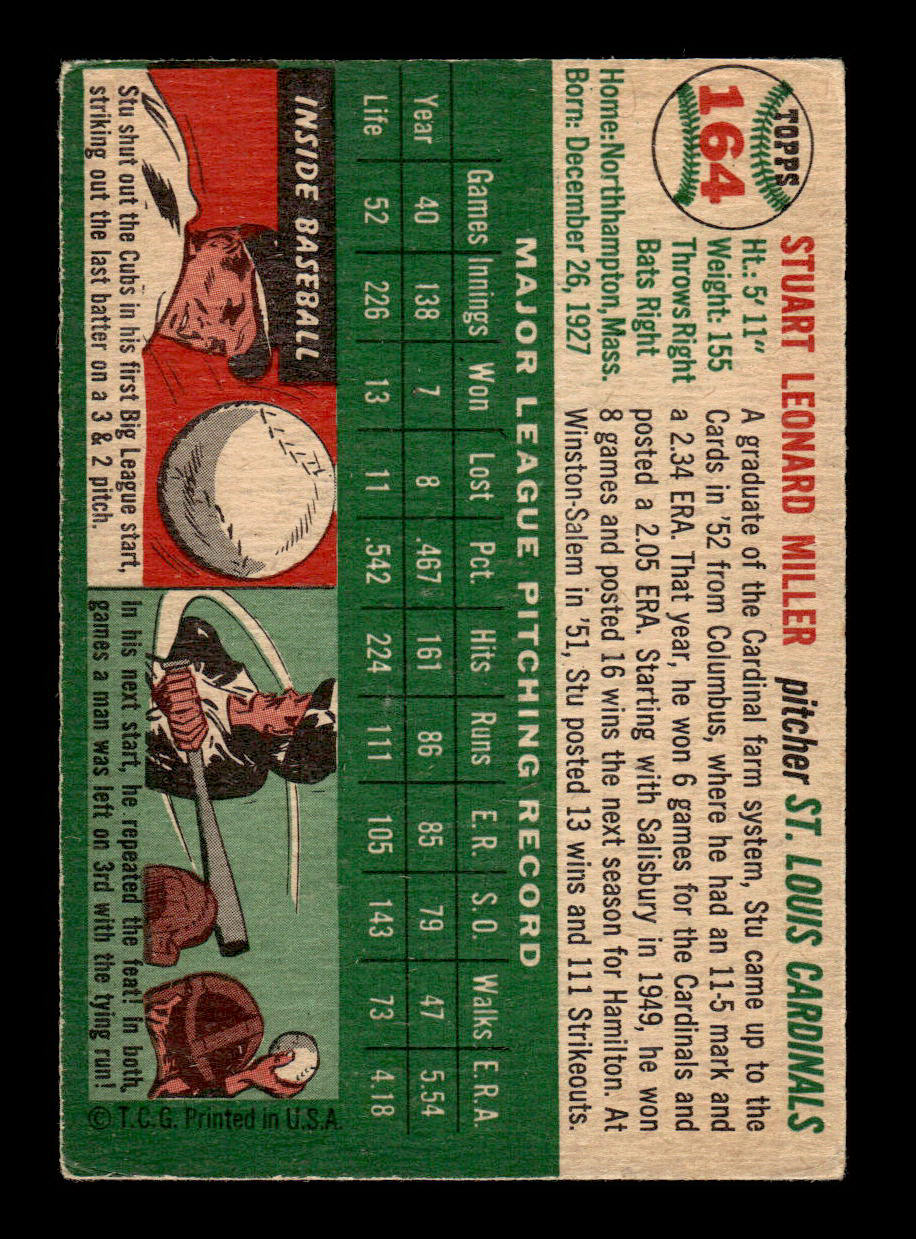 1954 Topps #164 Stu Miller St. Louis Cardinals VG 54T10007721