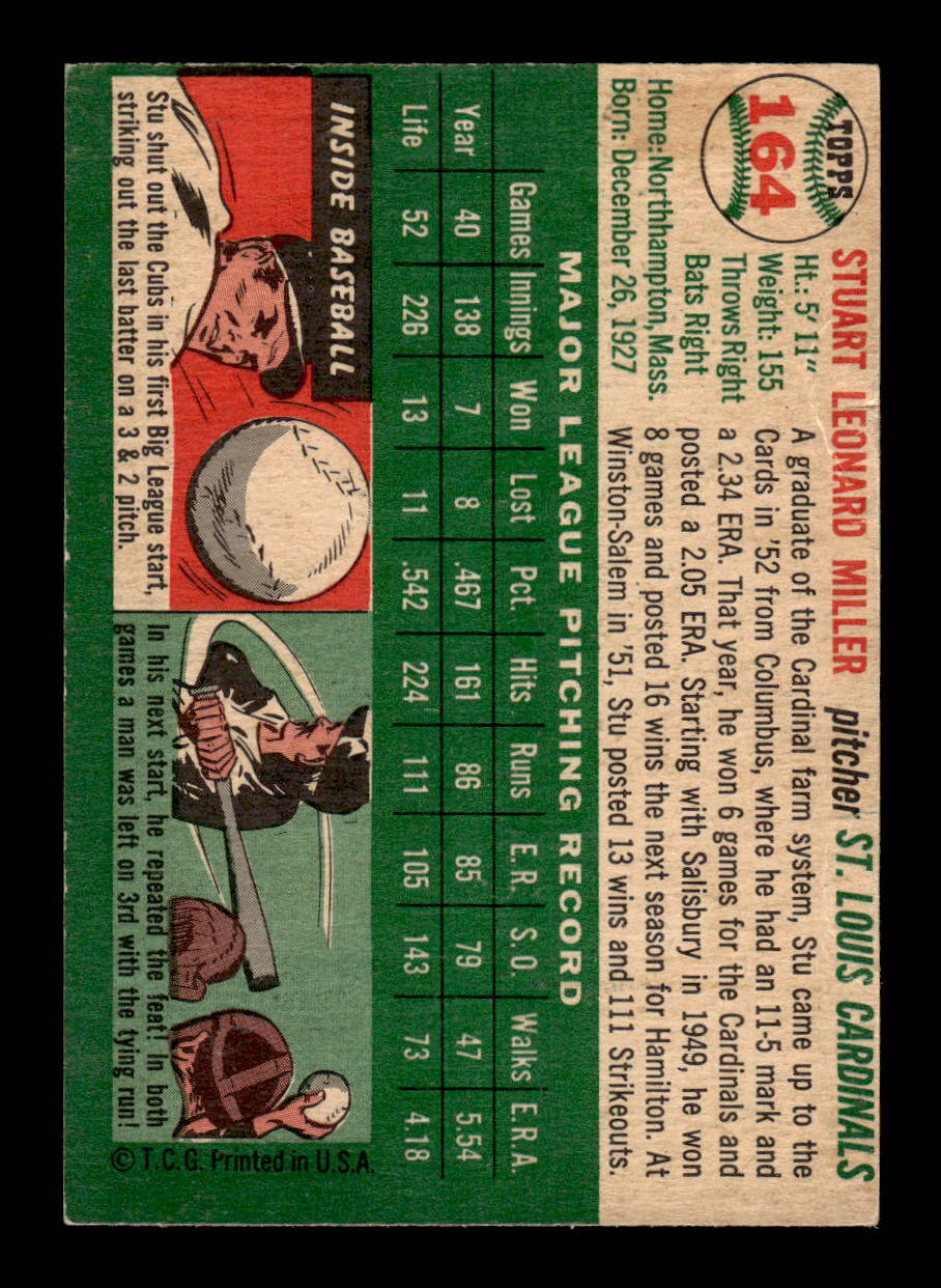 1954 Topps #164 Stu Miller St. Louis Cardinals VG 54T10007722