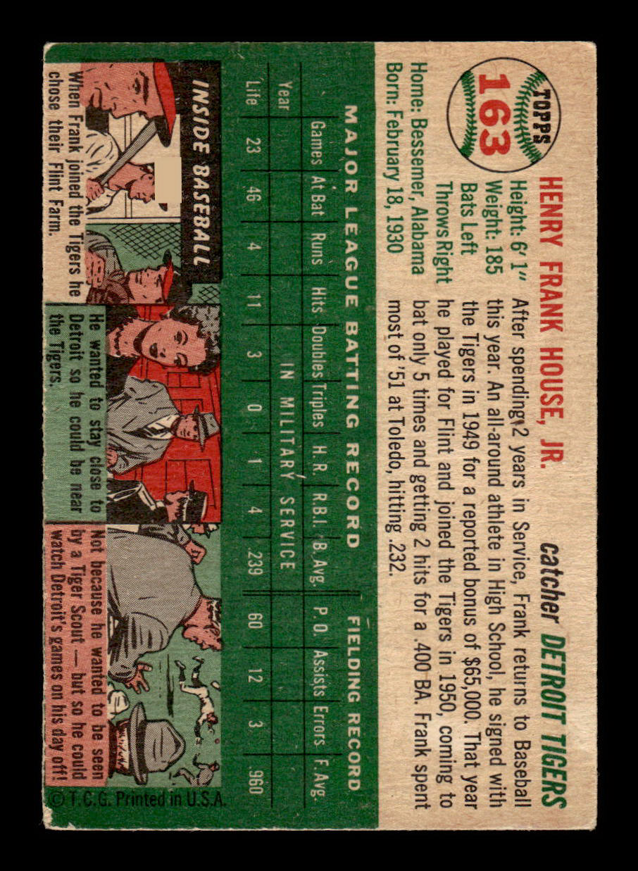 1954 Topps #163 Frank House Detroit Tigers VG 54T10007723