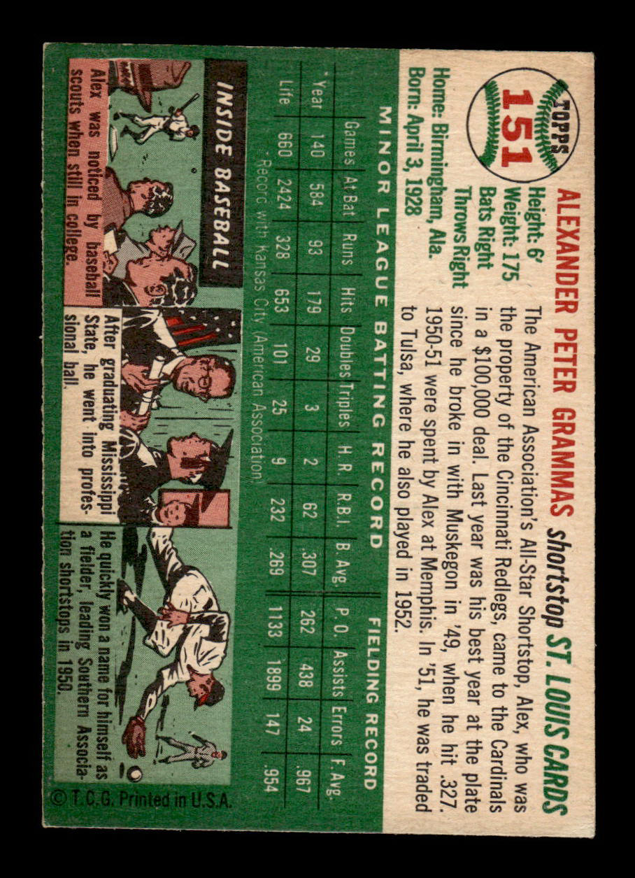 1954 Topps #151 Alex Grammas St. Louis Cardinals VG 54T10007727