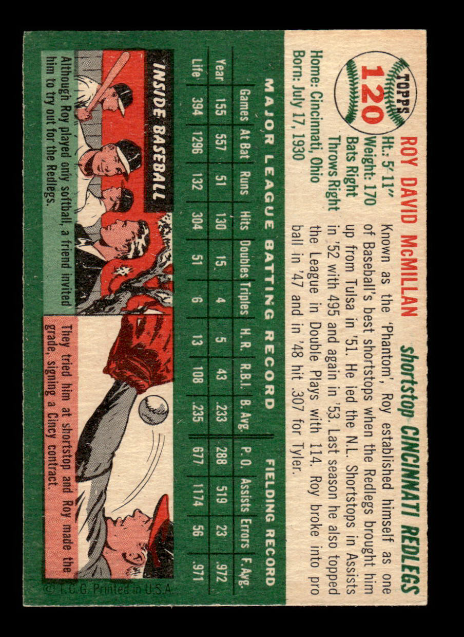 1954 Topps #120 Roy McMillan Cincinnati Redlegs VG 54T10007749