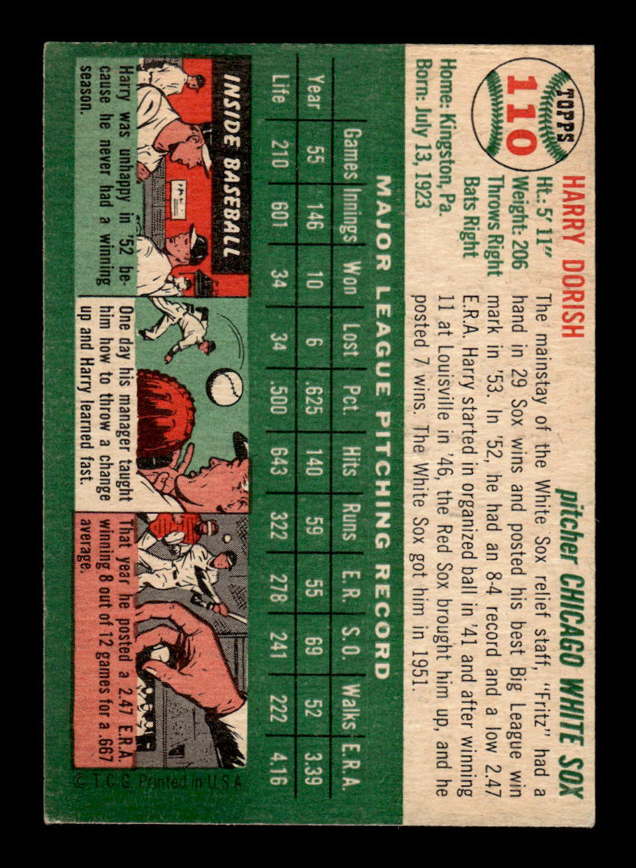1954 Topps #110 Harry Dorish Chicago White Sox VG 54T10007762