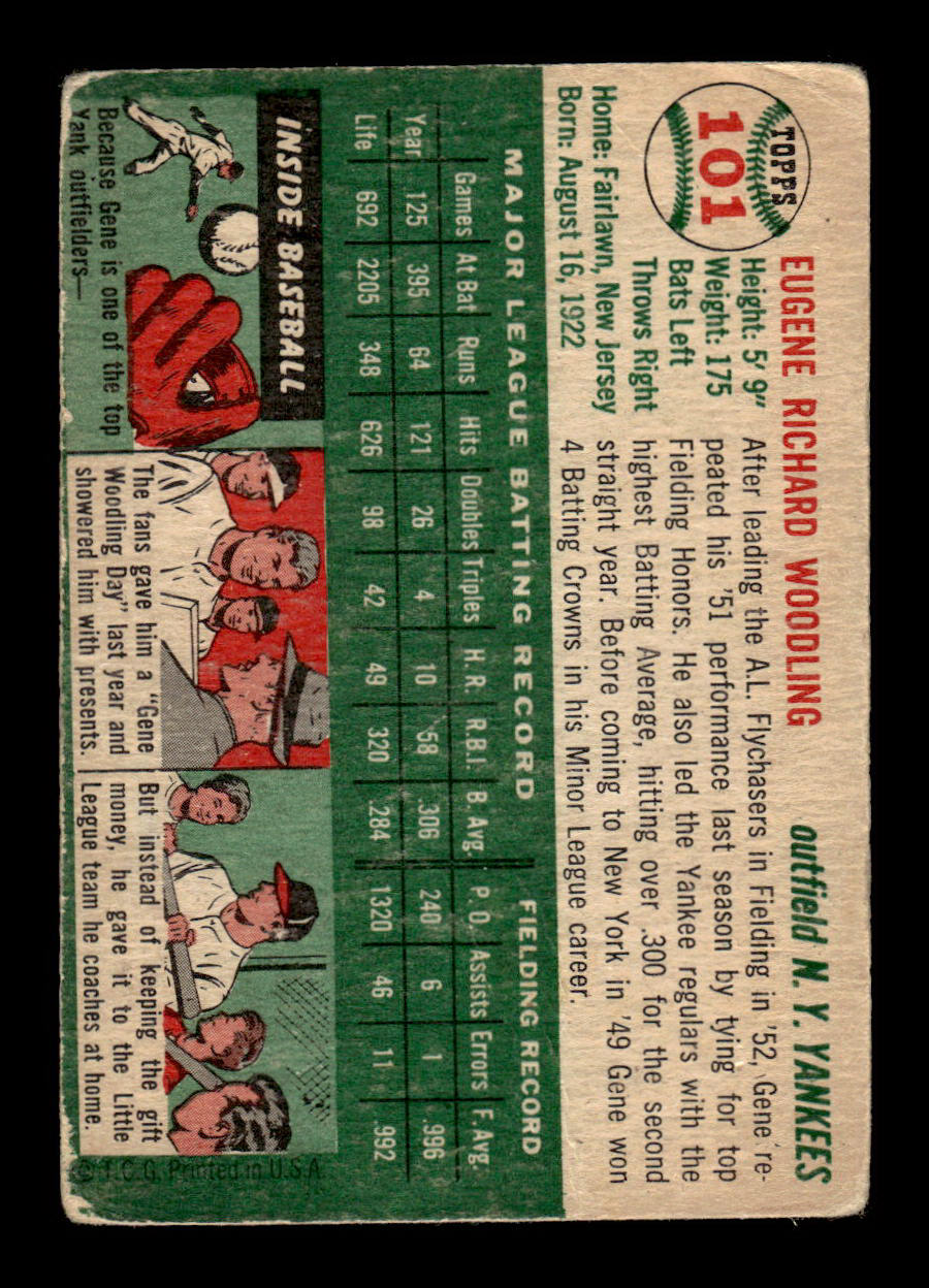 1954 Topps #101 Gene Woodling New York Yankees G/VG 54T10007771