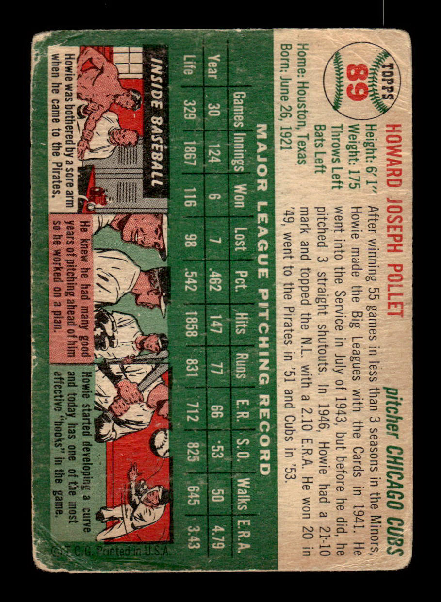 1954 Topps #89 Howie Pollet Chicago Cubs VG 54T10007785