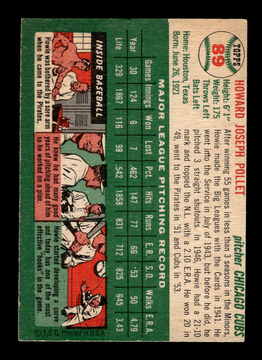 1954 Topps #89 Howie Pollet Chicago Cubs VG 54T10007786