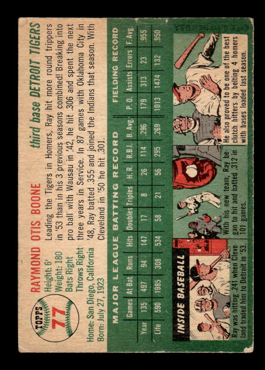 1954 Topps #77 Ray Boone Detroit Tigers VG 54T10007793