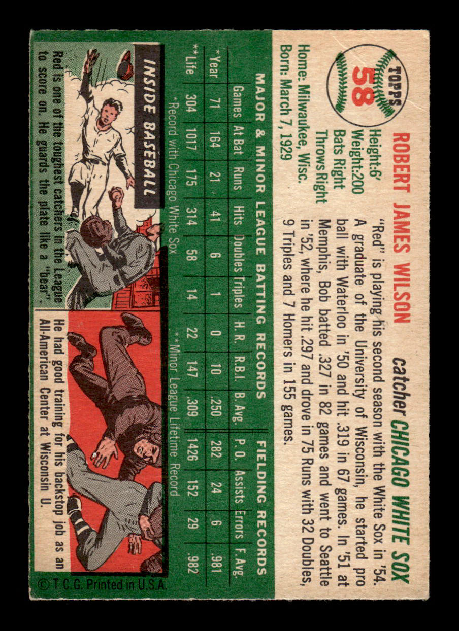 1954 Topps #58 Bob Wilson Chicago White Sox VG 54T10007810