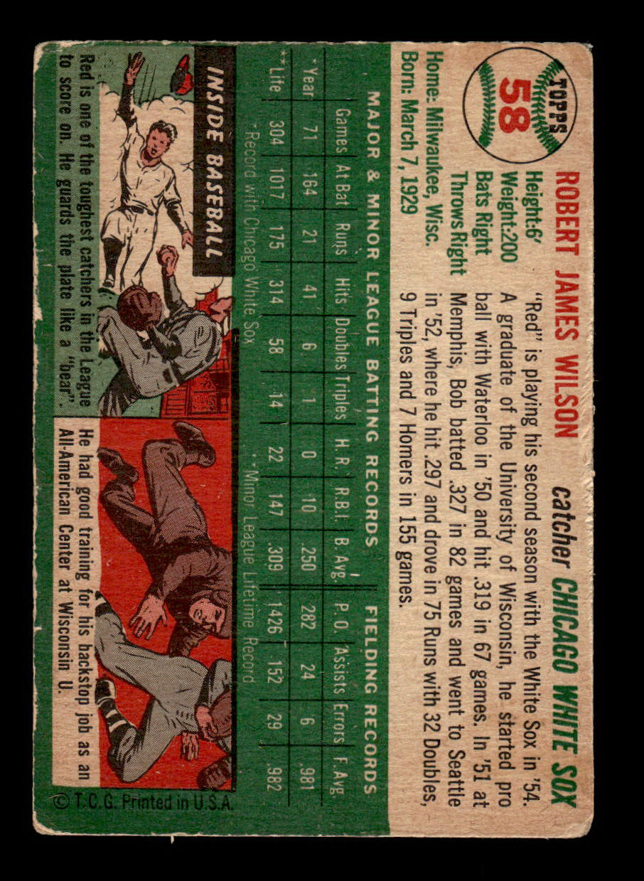 1954 Topps #58 Bob Wilson Chicago White Sox VG 54T10007811