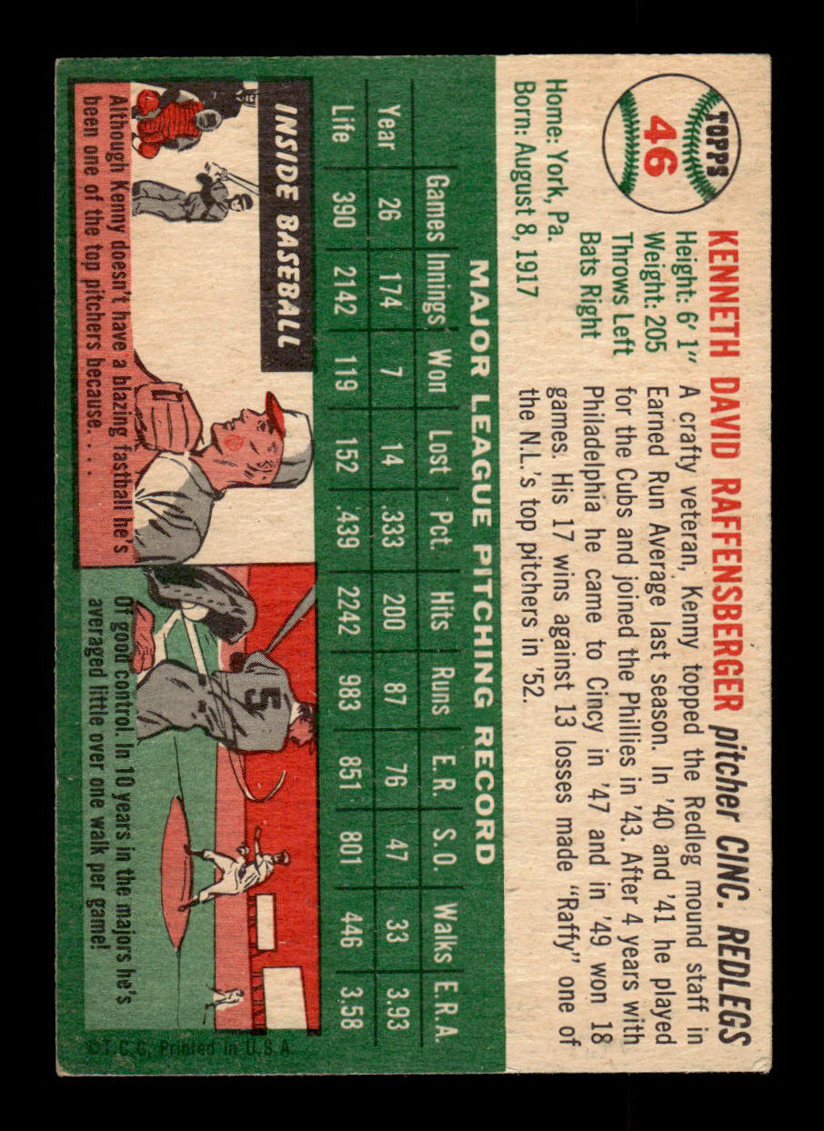 1954 Topps #46 Ken Raffensberger Cincinnati Redlegs VG 54T10007823