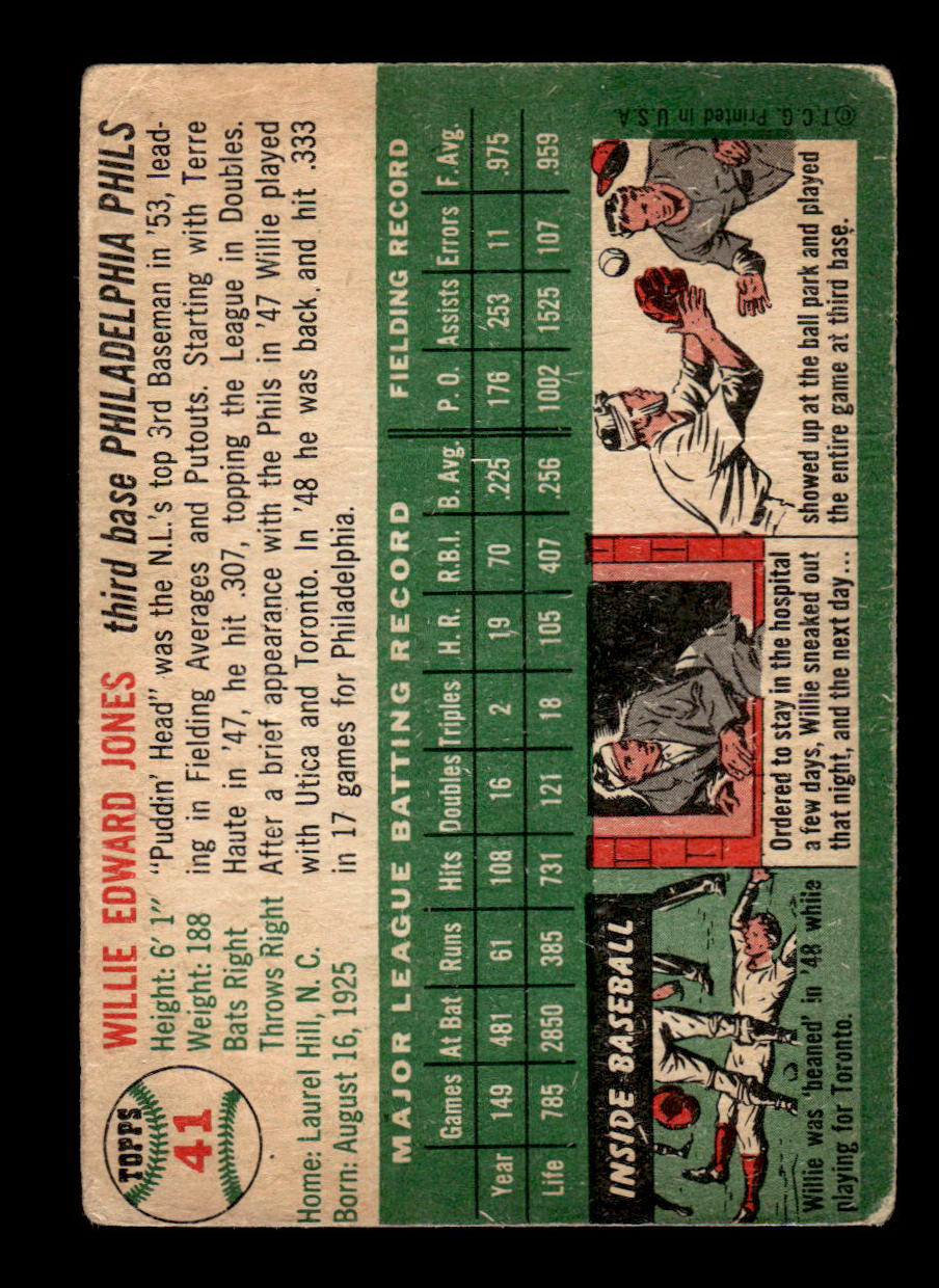 1954 Topps #41 Willie Jones Philadelphia Phillies VG 54T10007831