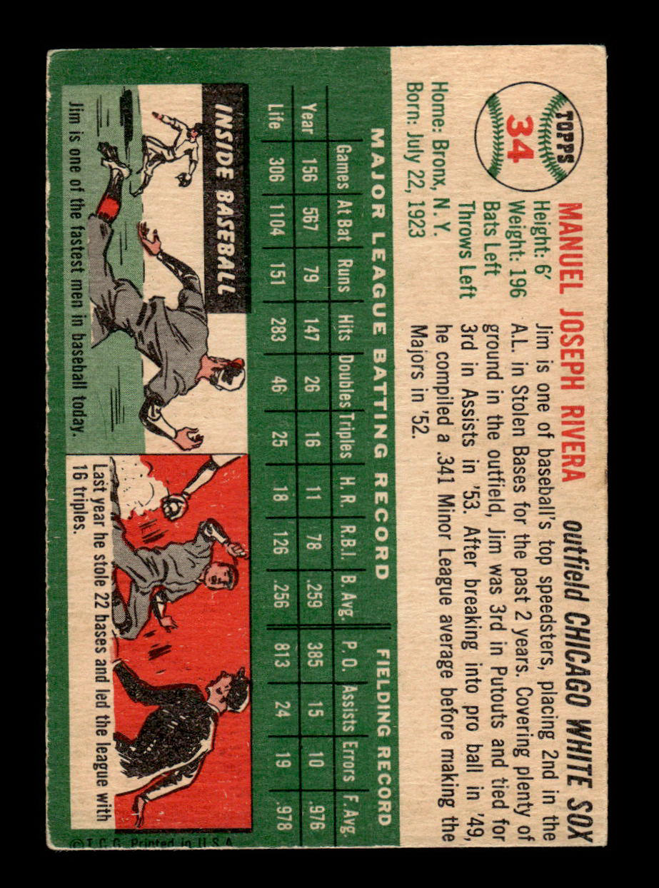 1954 Topps #34 Jim Rivera Chicago White Sox VG 54T10007838