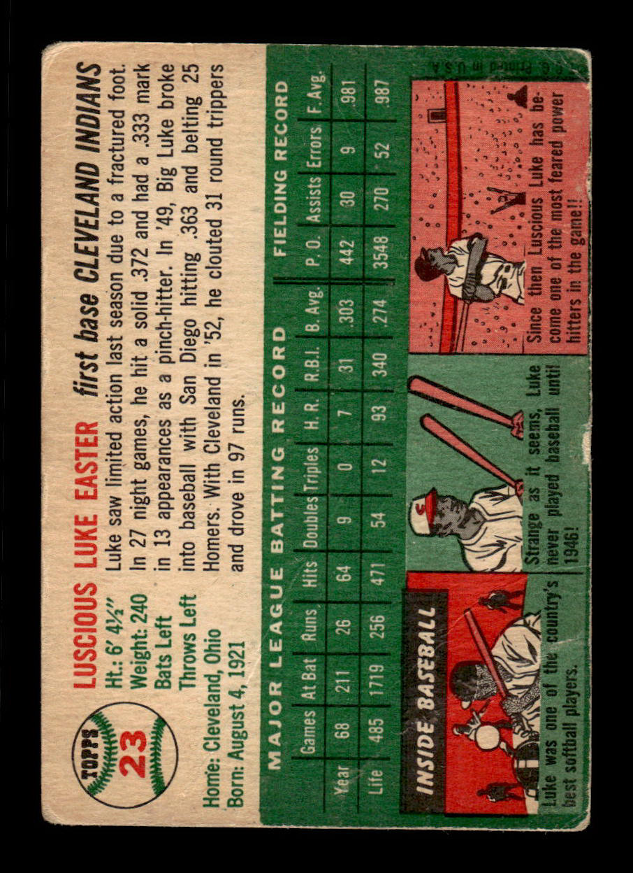 1954 Topps #23 Luke Easter Cleveland Indians VG 54T10007850