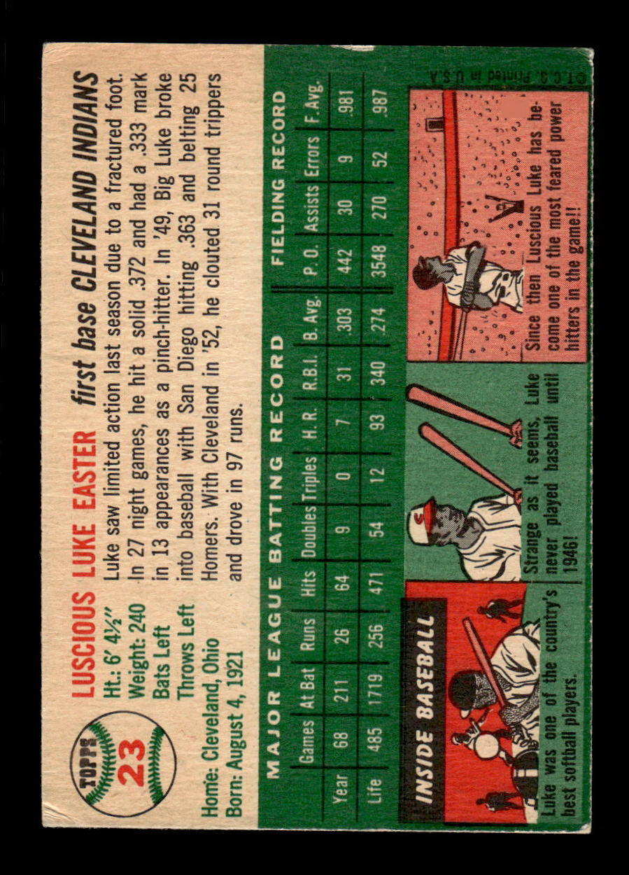 1954 Topps #23 Luke Easter Cleveland Indians VG 54T10007851