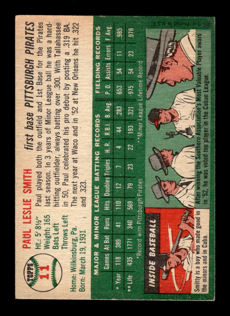 1954 Topps #11 Paul Smith Pittsburgh Pirates VG 54T10007867