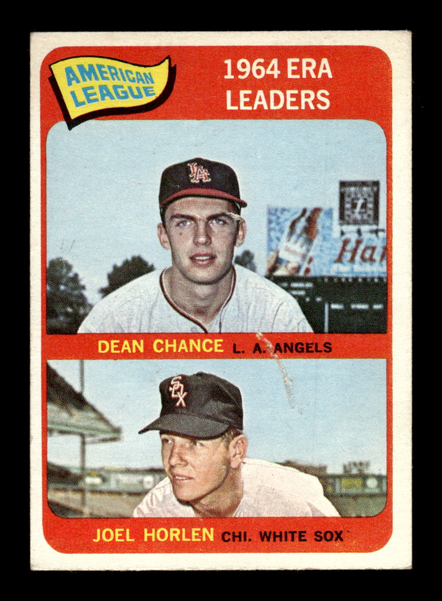 1965 Topps #7 AL 1964 ERA Leaders Dean Chance Joel Horlen VG 54T10007882