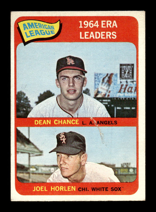 1965 Topps #7 AL 1964 ERA Leaders Dean Chance Joel Horlen VG 54T10007882