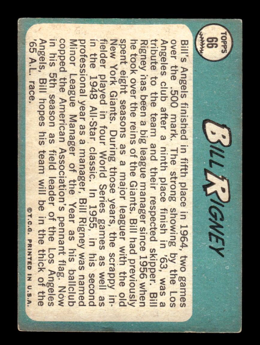 1965 Topps #66 Bill Rigney Los Angeles Angels VG 54T10007930