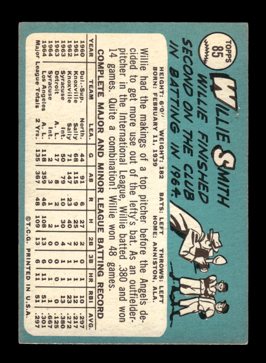 1965 Topps #85 Willie Smith Los Angeles Angels VG 54T10007941