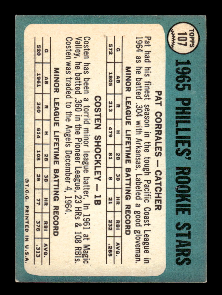 1965 Topps #107 Rookie Stars Pat Corrales Costen Shockley VG 54T10007958
