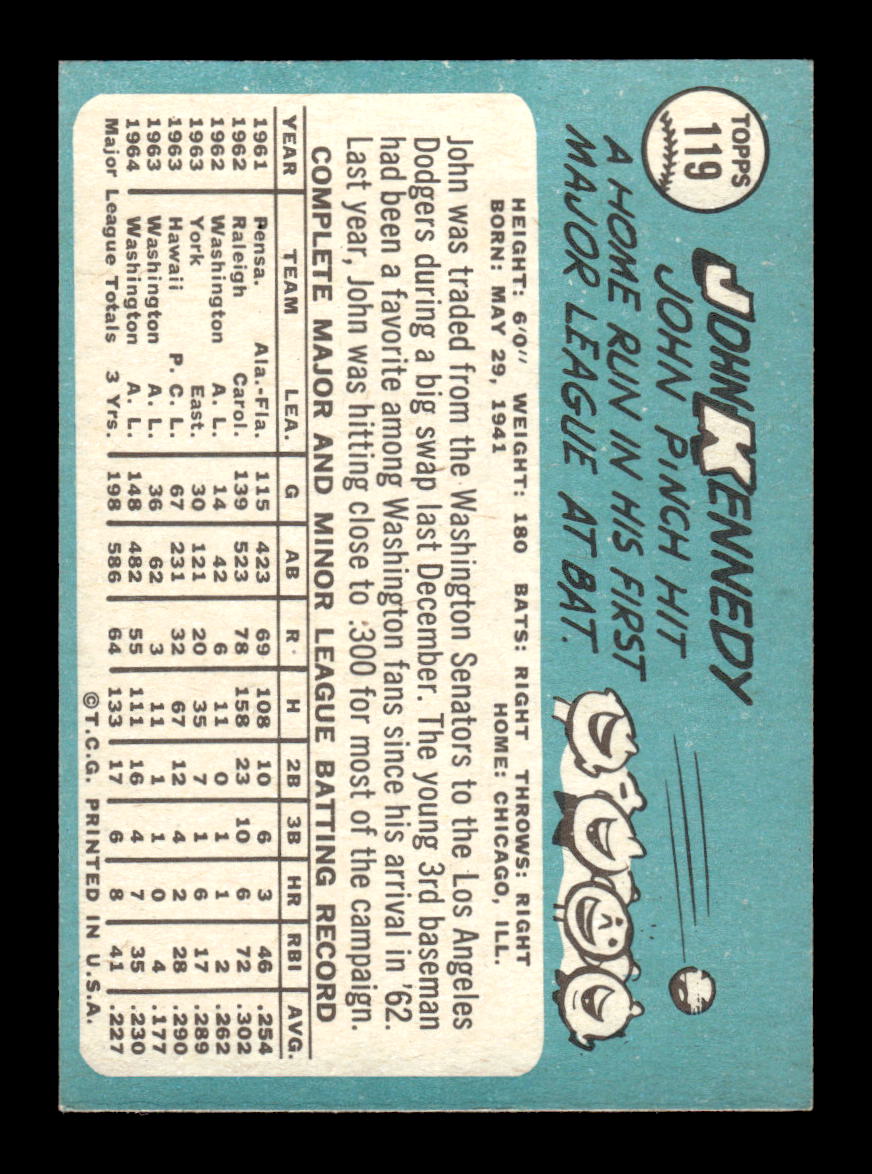 1965 Topps #119 John Kennedy Los Angeles Dodgers VG 54T10007963