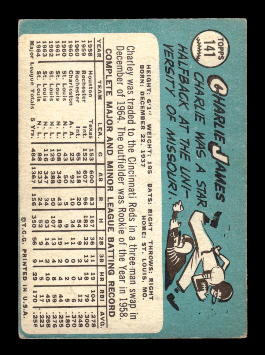 1965 Topps #141 Charlie James Cincinnati Reds VG 54T10007966