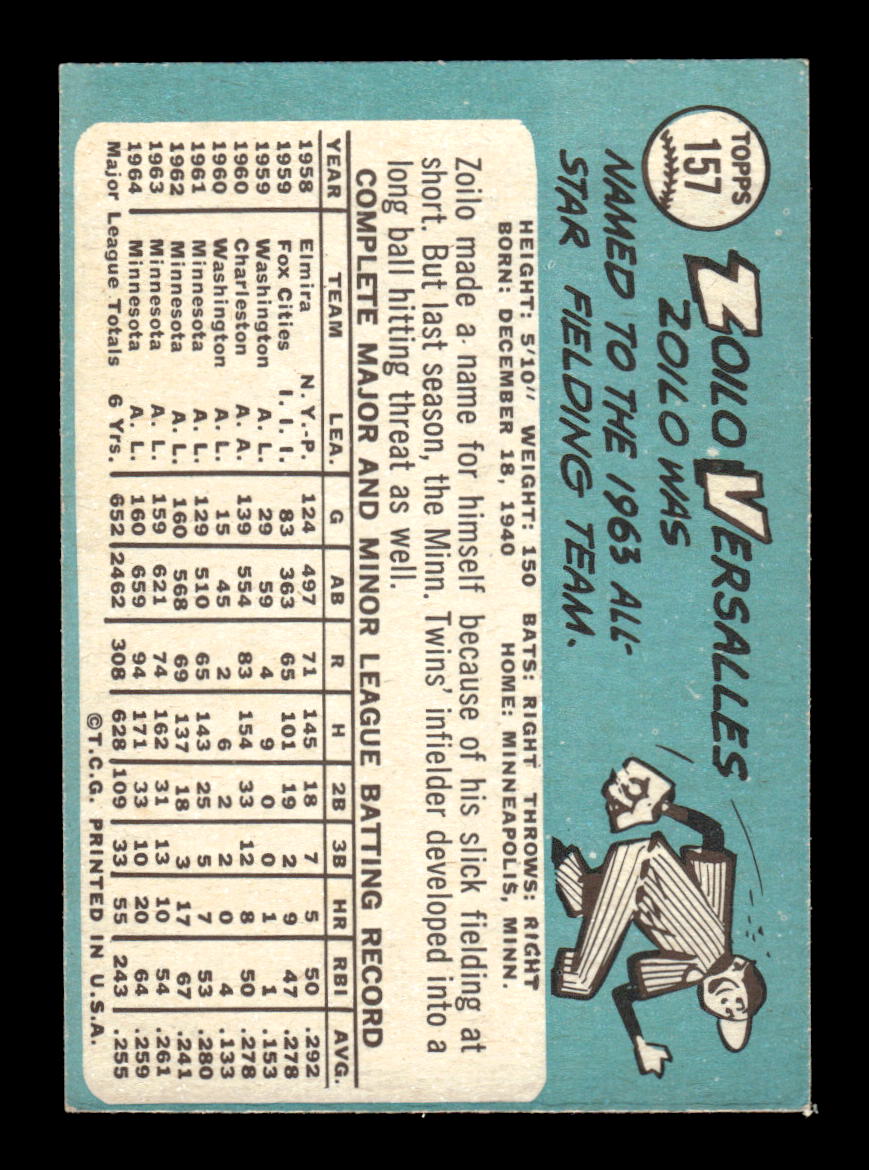 1965 Topps #157 Zoilo Versalles Minnesota Twins VG 54T10007975