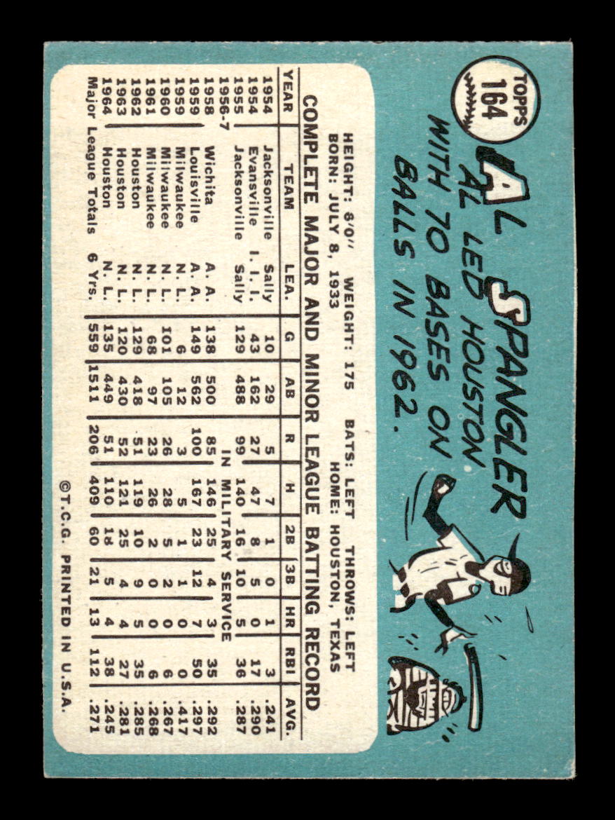 1965 Topps #164 Al Spangler Houston Astros VG 54T10007979