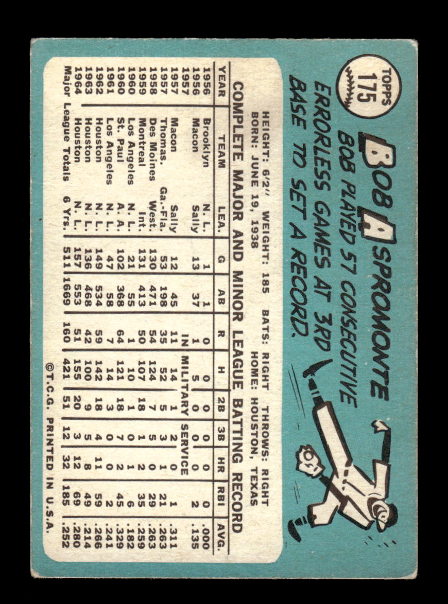 1965 Topps #175 Bob Aspromonte Houston Astros VG 54T10007985