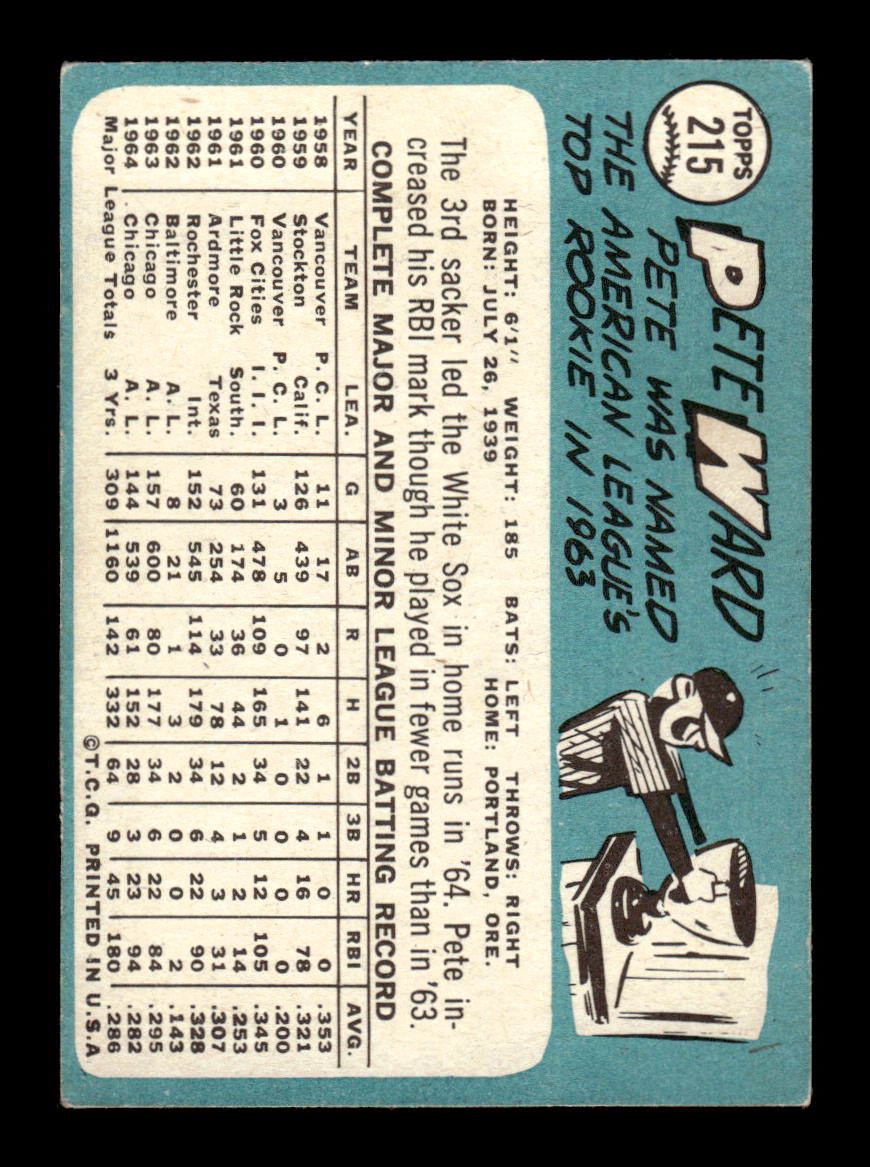 1965 Topps #215 Pete Ward Chicago White Sox VG 54T10007999
