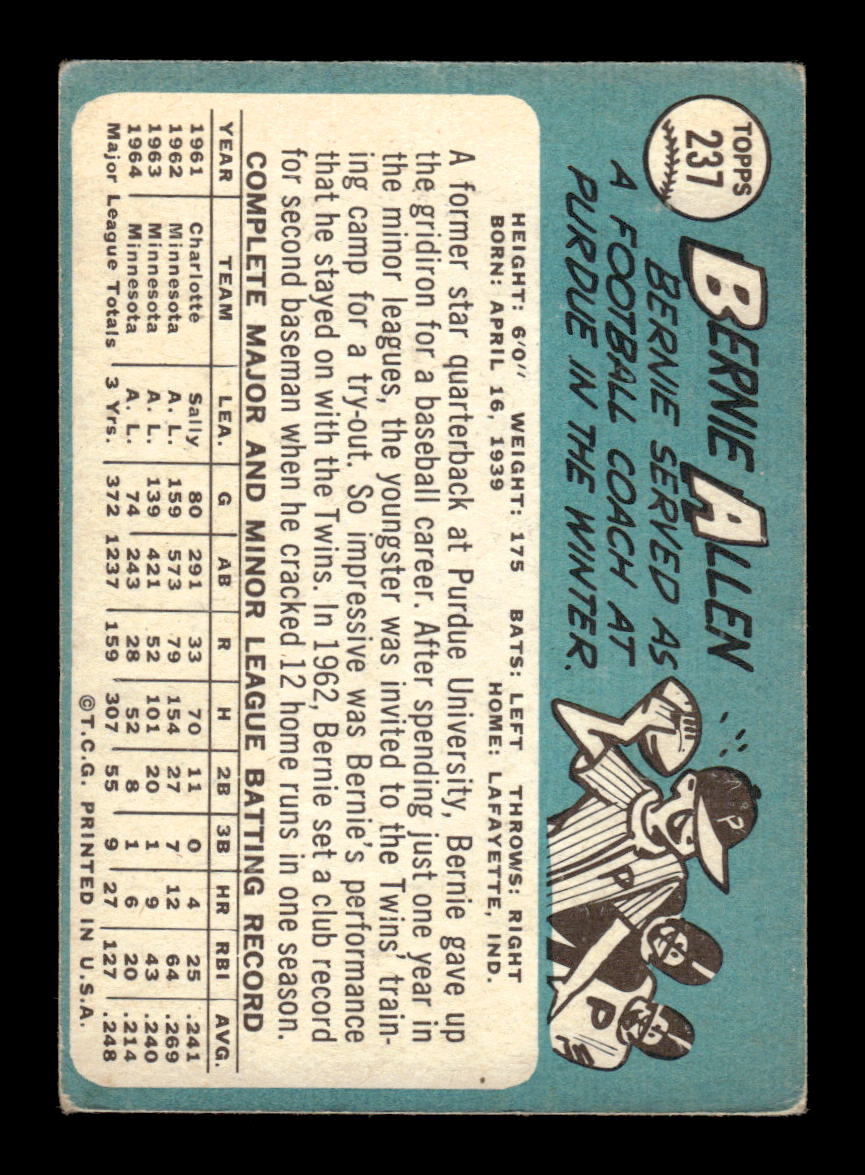 1965 Topps #237 Bernie Allen Minnesota Twins VG 54T10008015