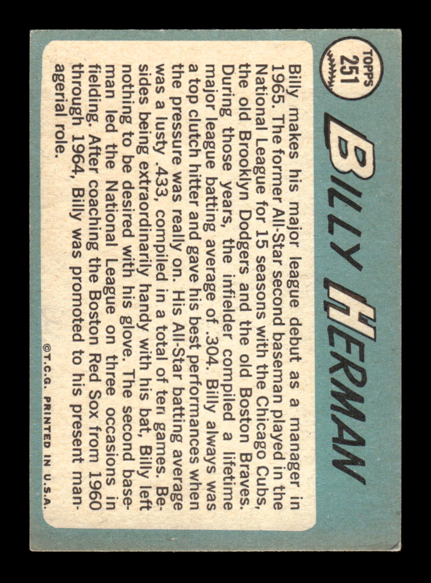 1965 Topps #251 Billy Herman Boston Red Sox VG 54T10008022