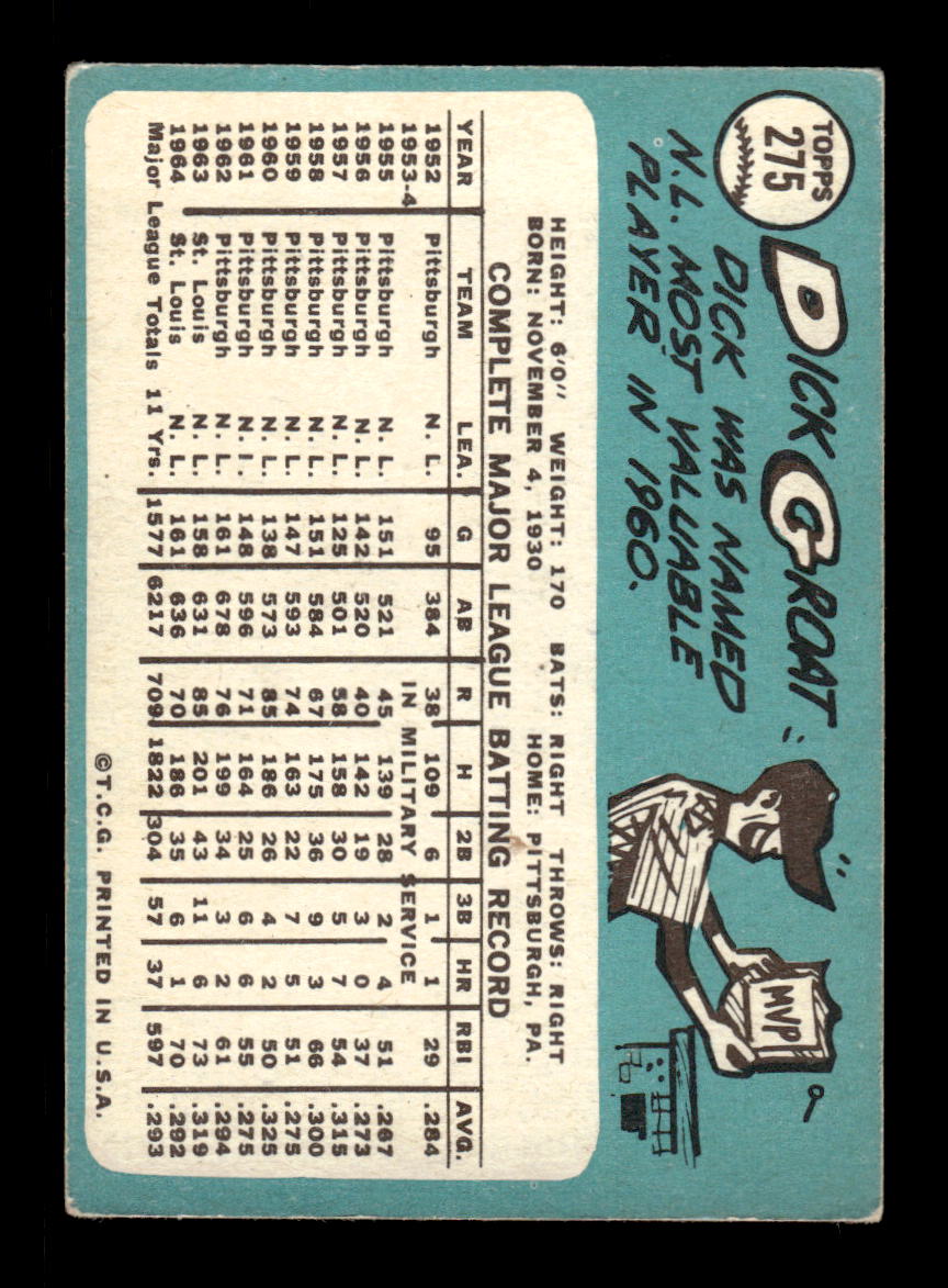 1965 Topps #275 Dick Groat St. Louis Cardinals VG 54T10008033