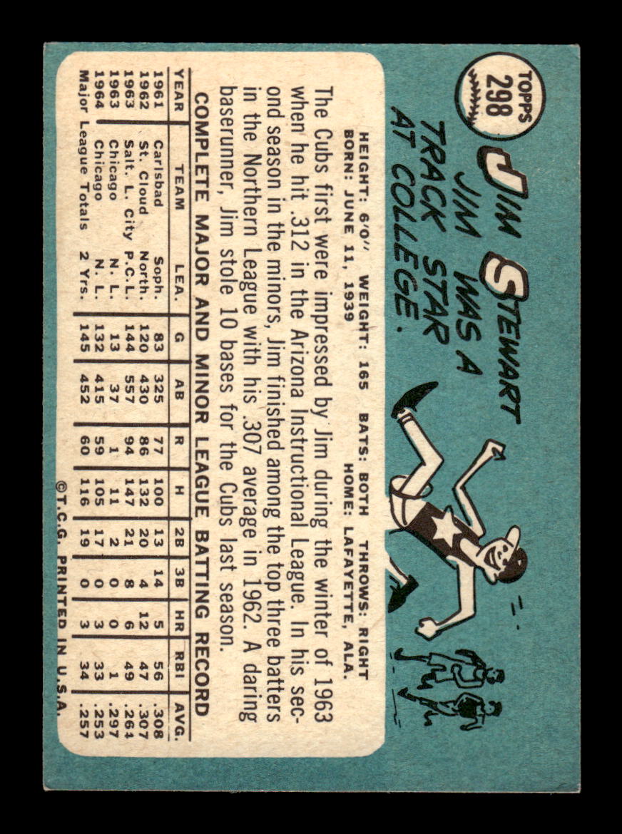 1965 Topps #298 Jimmy Stewart Chicago Cubs VG 54T10008049