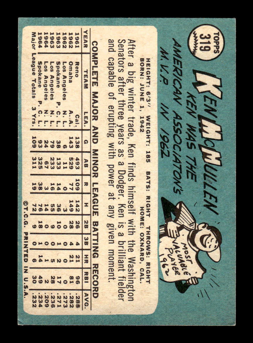 1965 Topps #319 Ken McMullen Washington Senators VG 54T10008061