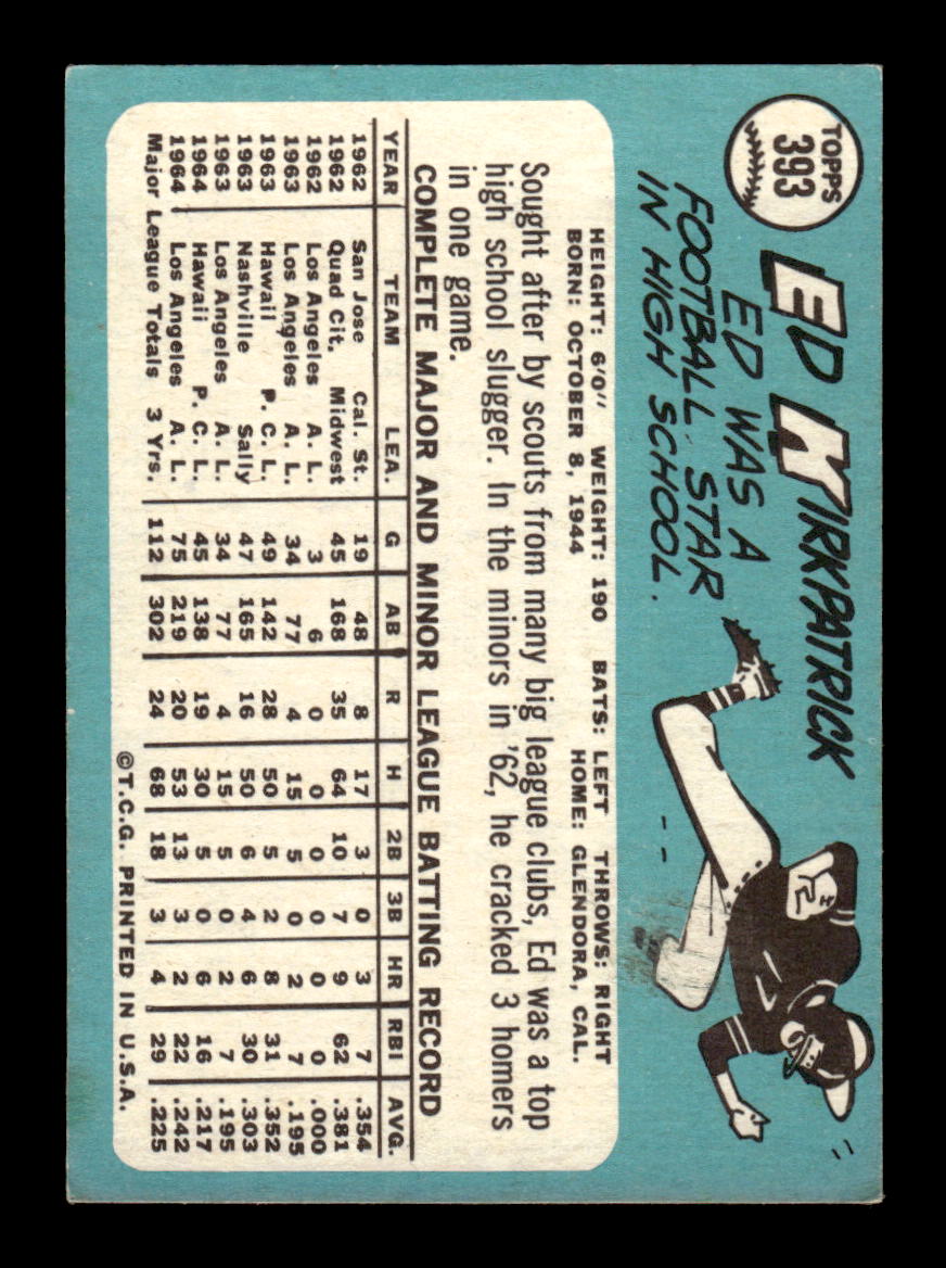 1965 Topps #393 Ed Kirkpatrick Los Angeles Angels VG 54T10008092