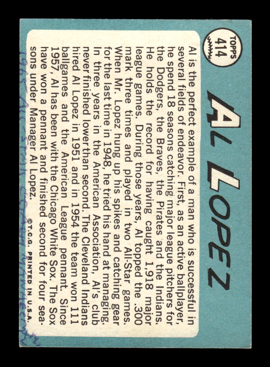 1965 Topps #414 Al Lopez Chicago White Sox VG 54T10008100