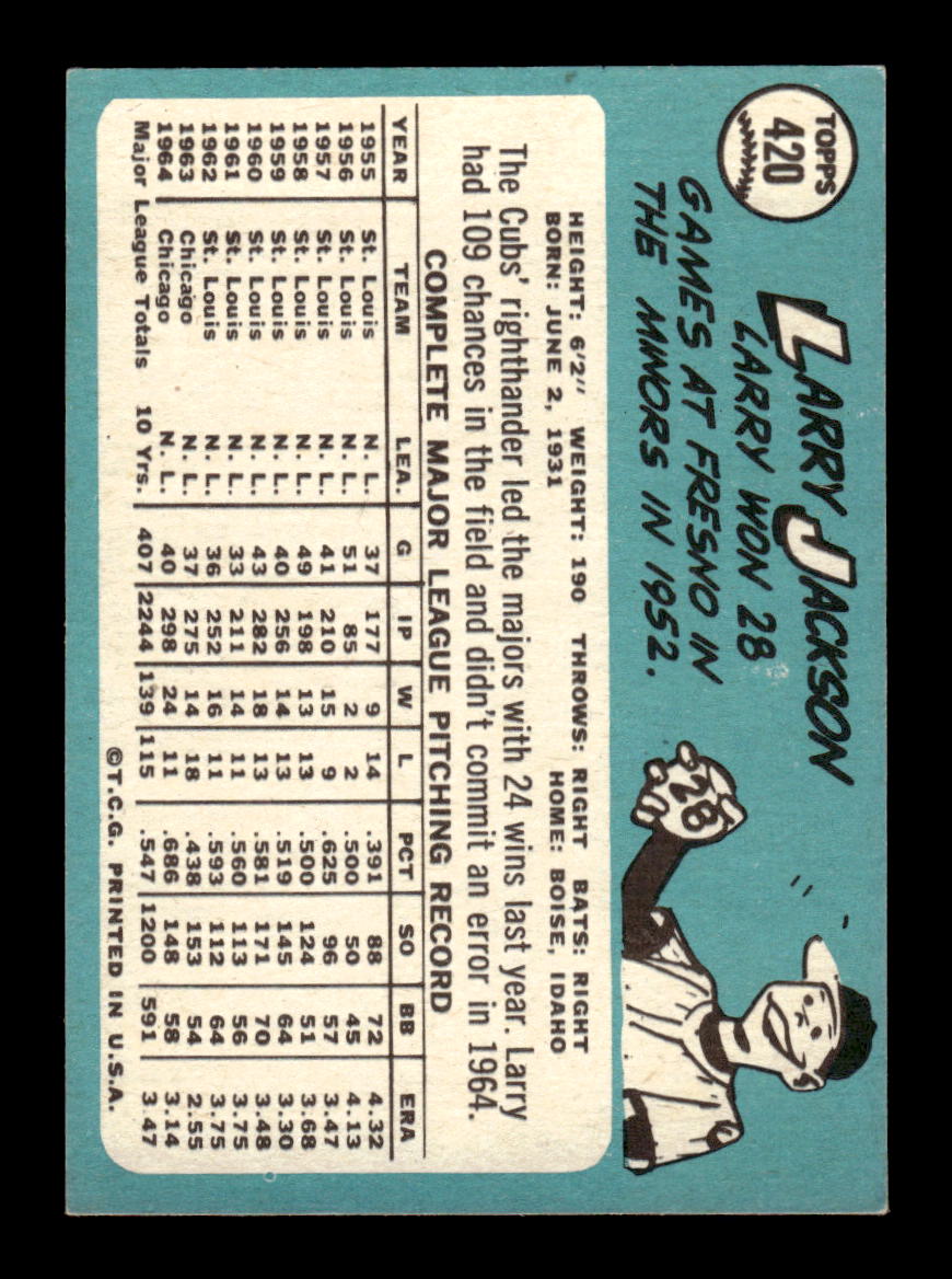 1965 Topps #420 Larry Jackson Chicago Cubs VG 54T10008103