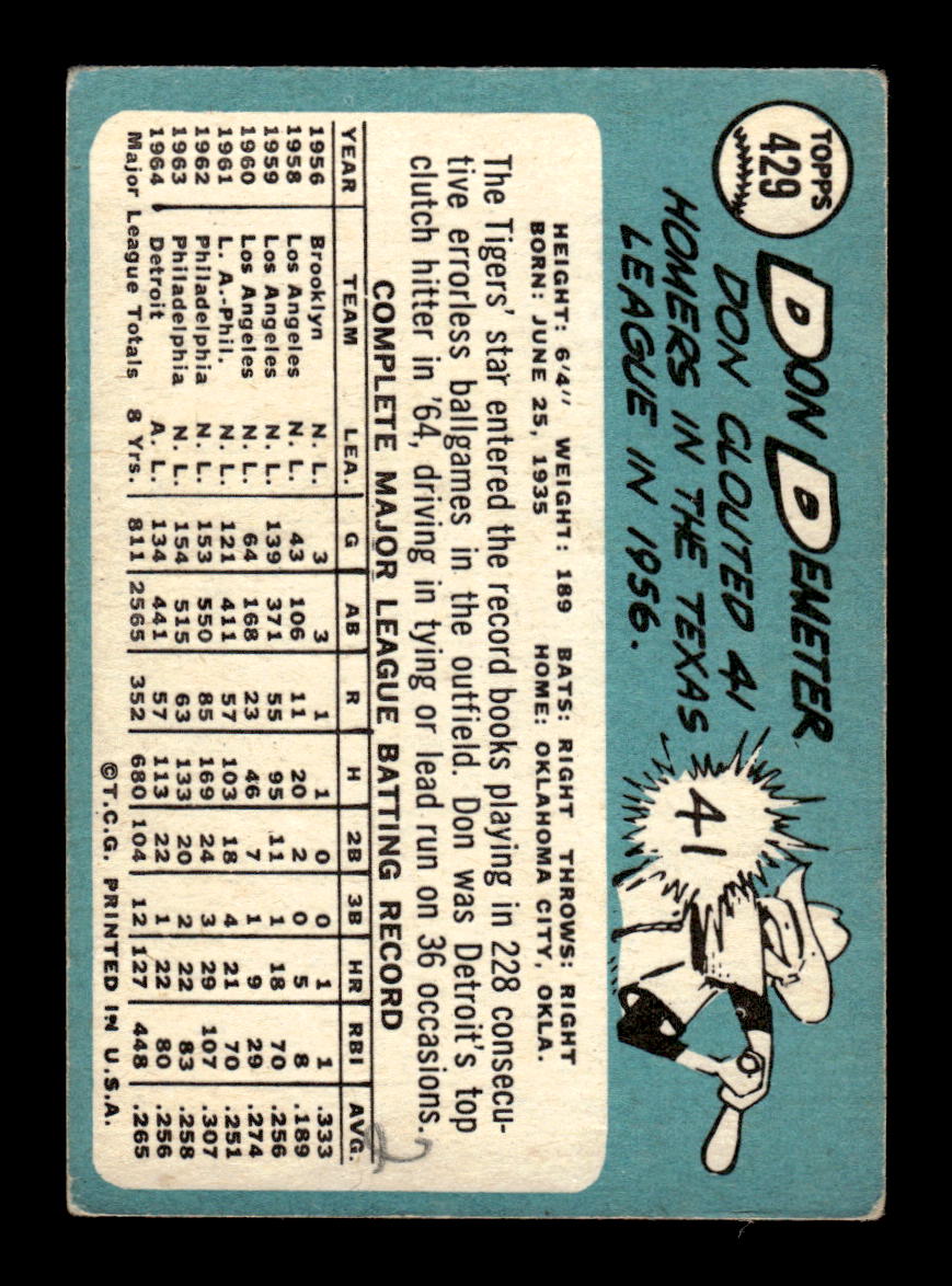 1965 Topps #429 Don Demeter Detroit Tigers VG 54T10008110