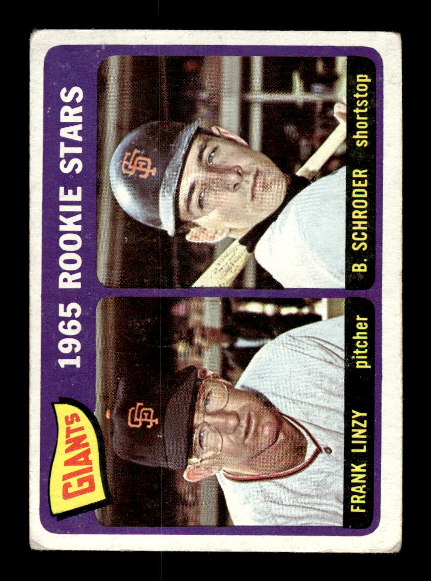 1965 Topps #589 Giants 1965 Rookie Stars Linzy Schroder VG 54T10008162