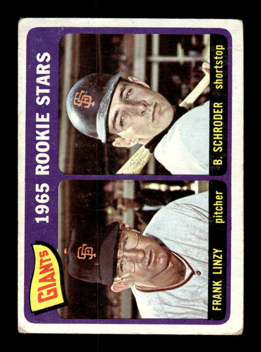 1965 Topps #589 Giants 1965 Rookie Stars Linzy Schroder VG 54T10008162