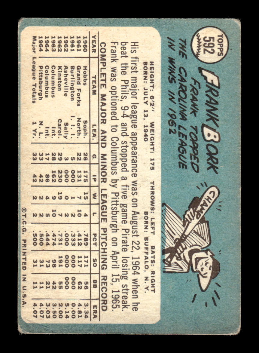 1965 Topps #592 Frank Bork Pittsburgh Pirates VG 54T10008163