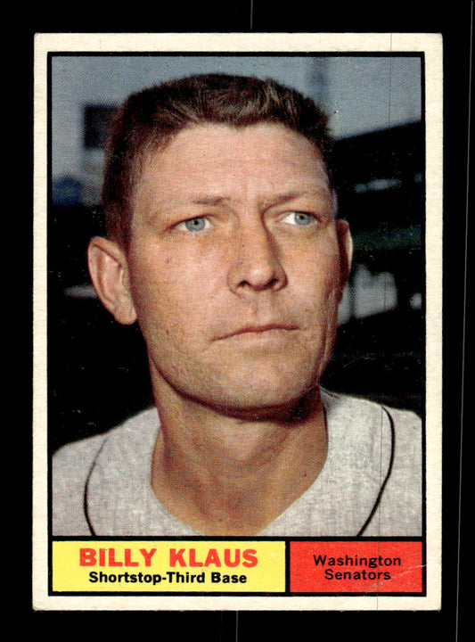 1961 Topps #187 Billy Klaus Washington Senators VGEX KC10008467