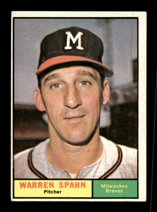 1961 Topps #200 Warren Spahn Milwaukee Braves EX KC10008479