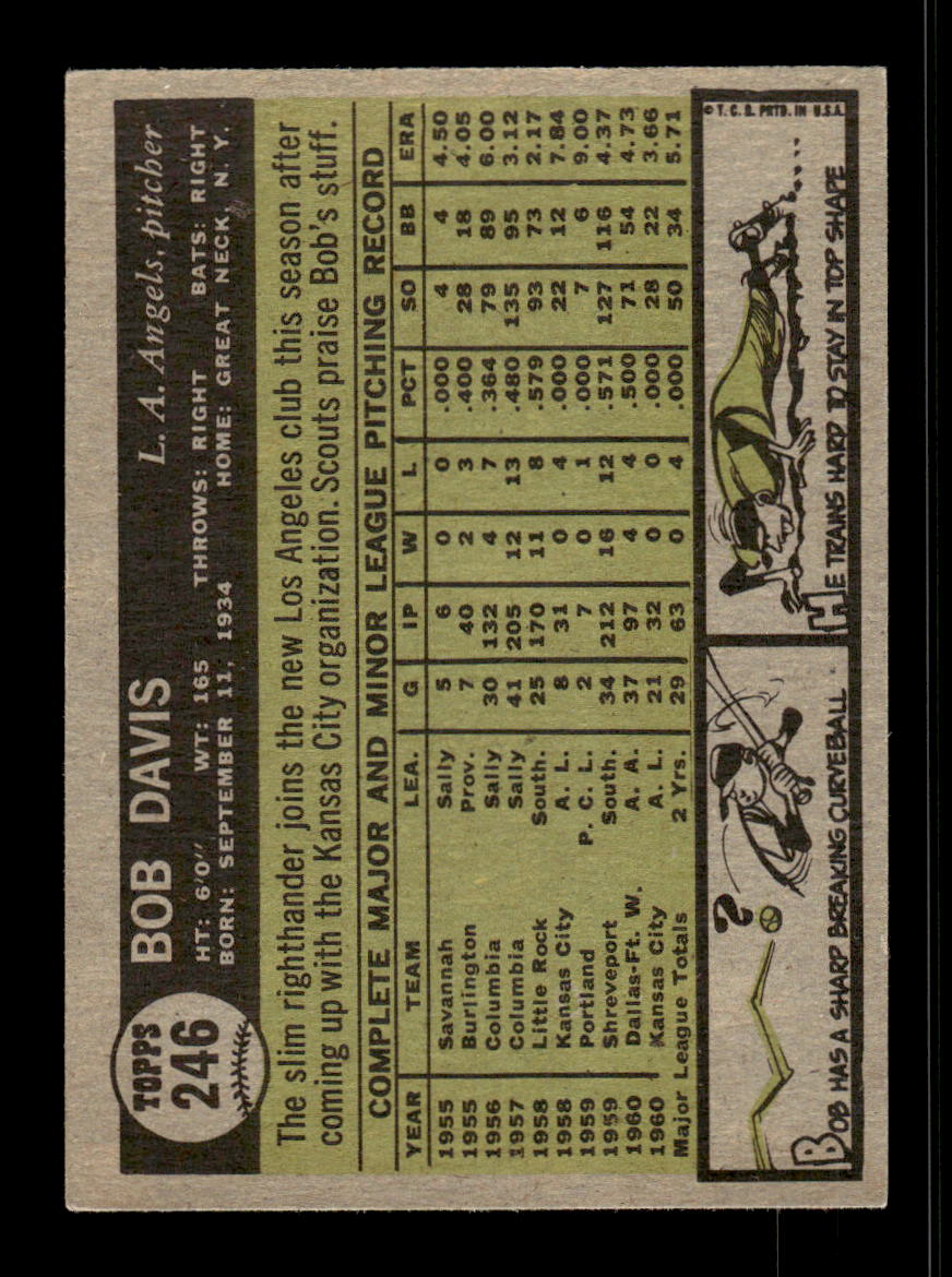1961 Topps #246 Bob Davis Los Angeles Angels EXMT KC10008518