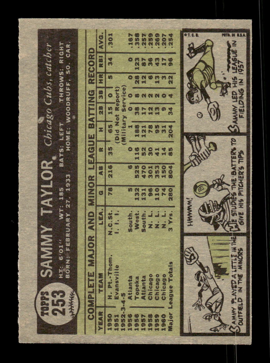 1961 Topps #253 Sammy Taylor Chicago Cubs EXMT KC10008524