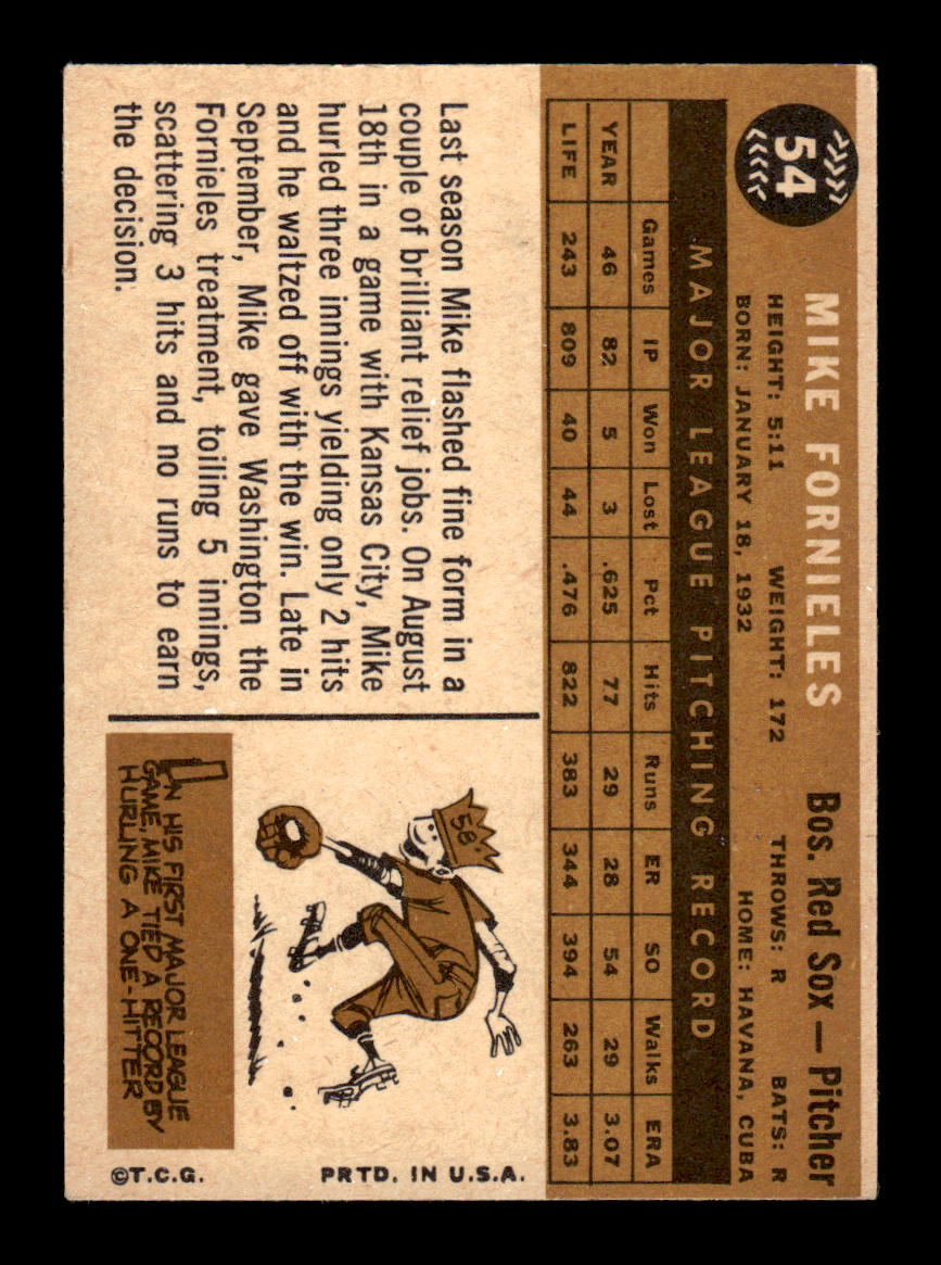 1960 Topps #54 Mike Fornieles Boston Red Sox EXMT KC10008737