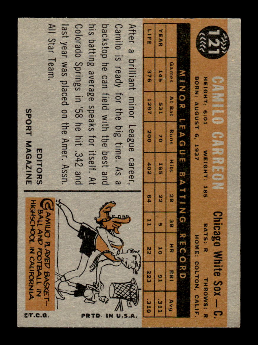 1960 Topps #121 Camilo Carreon Chicago White Sox EXMT KC10008792
