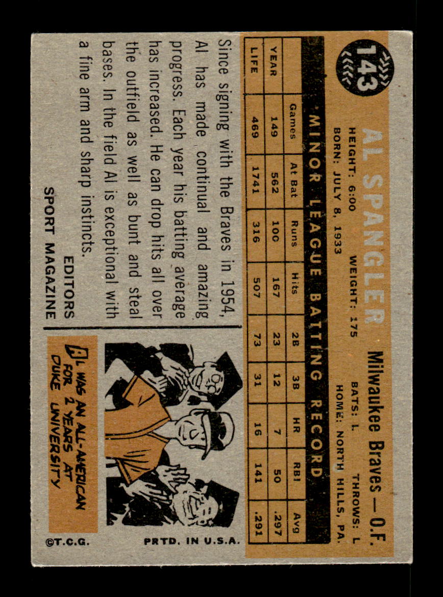 1960 Topps #143 Al Spangler Milwaukee Braves EXMT KC10008810