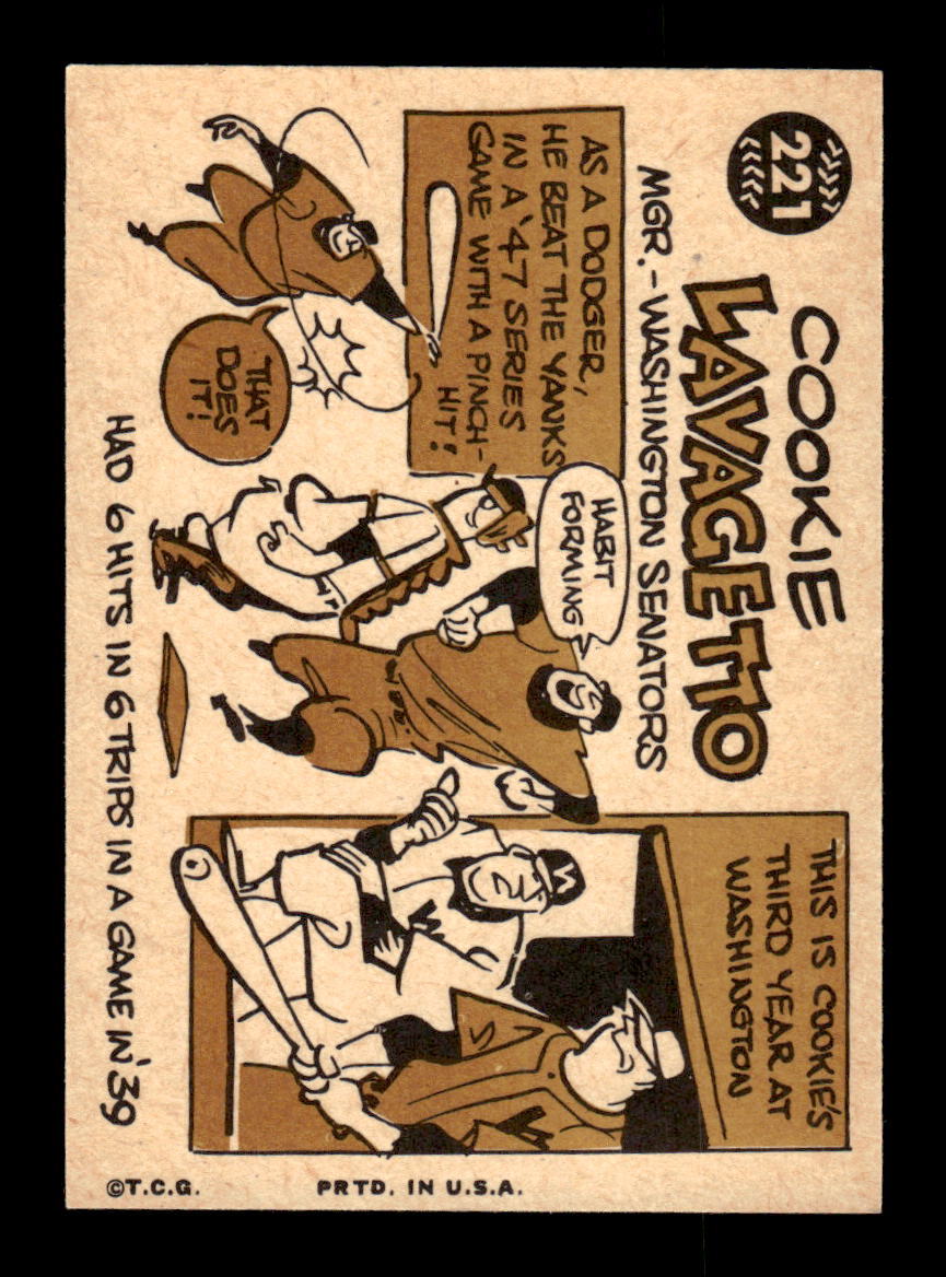 1960 Topps #221 Cookie Lavagetto Washington Senators EXMT KC10008874